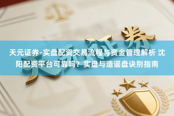 天元证券-实盘配资交易流程与资金管理解析 沈阳配资平台可靠吗？实盘与造谣盘诀别指南